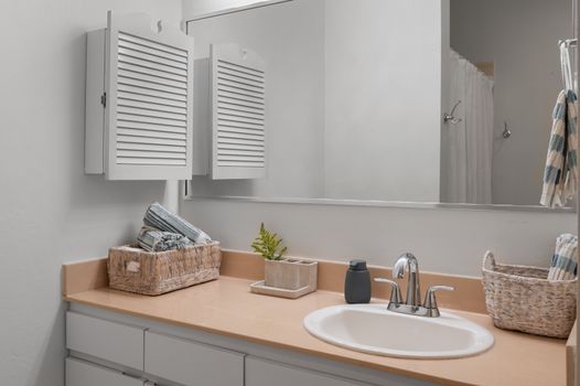 Fresh and functional bathroom with a clean vanity, perfect for getting ready for a day of adventures.
