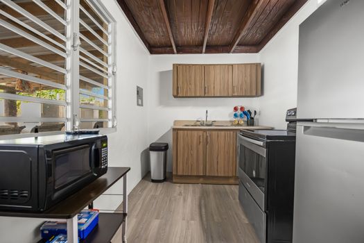 Sleek design, spacious countertops, and ample storage.