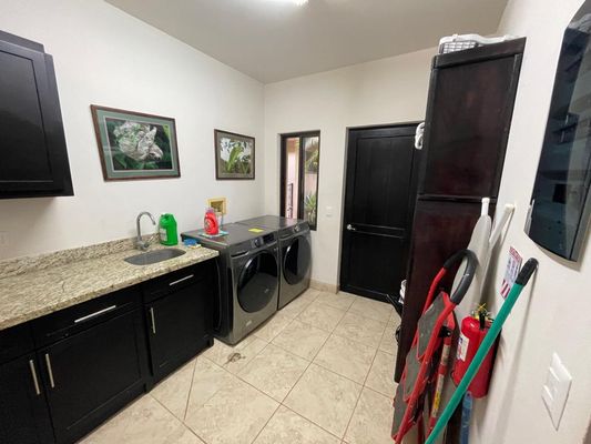 Laundry room is inside the main house - Washer and dryer are free to use and we provide liquid detergent and basic cleaning supplies during your stay