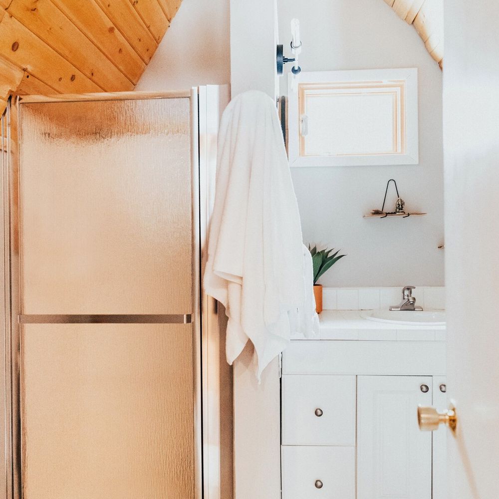 Stall shower in the upstairs bathroom