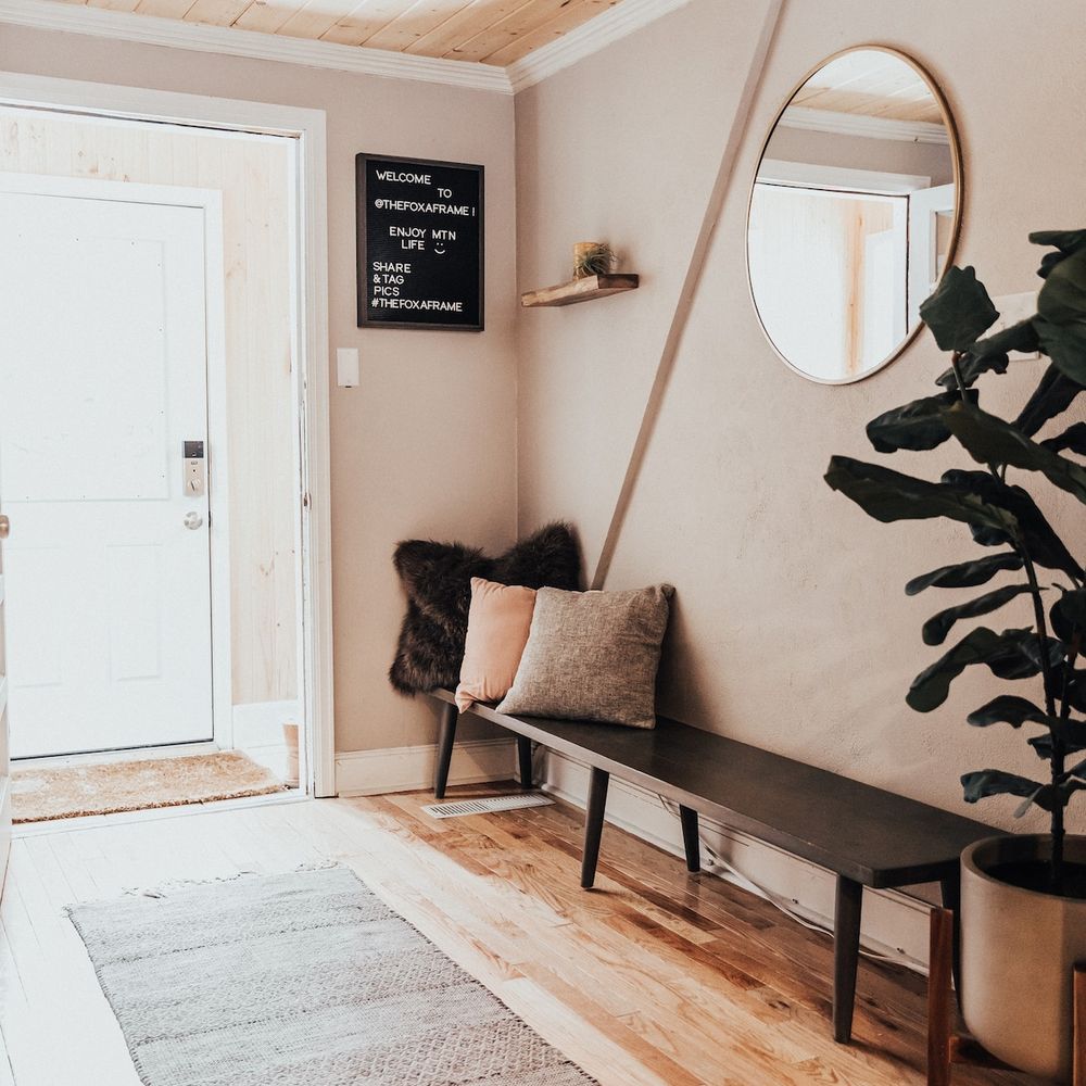 Bright entryway with mudroom and plenty of space for gear