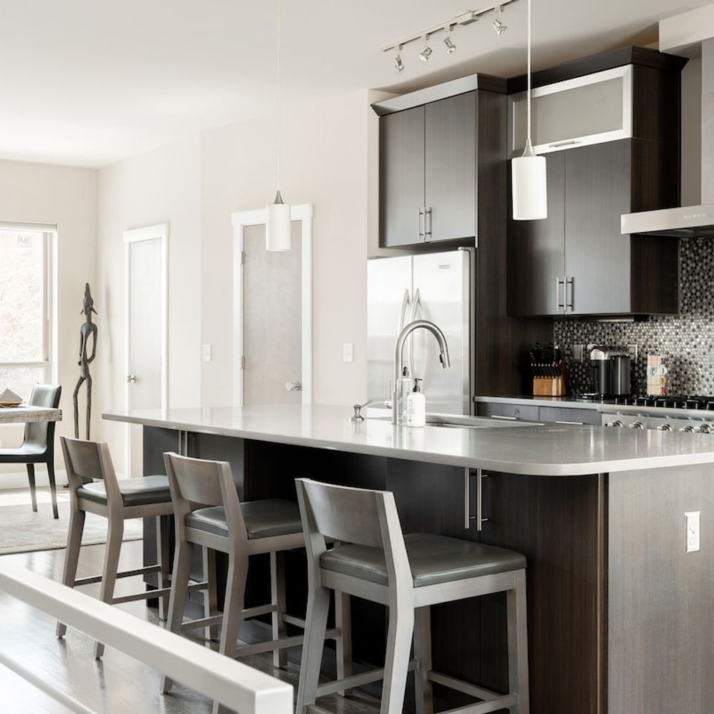 Bar-style seating (The coffee maker is drip only - no Nespresso or Keurig available for use)