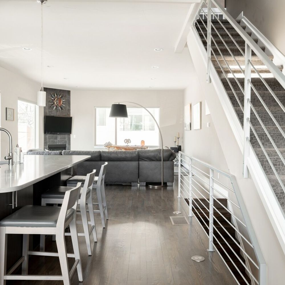 Bar-style seating at the kitchen island