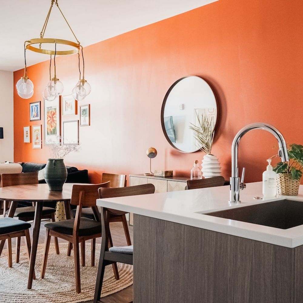 Kitchen island and dining area