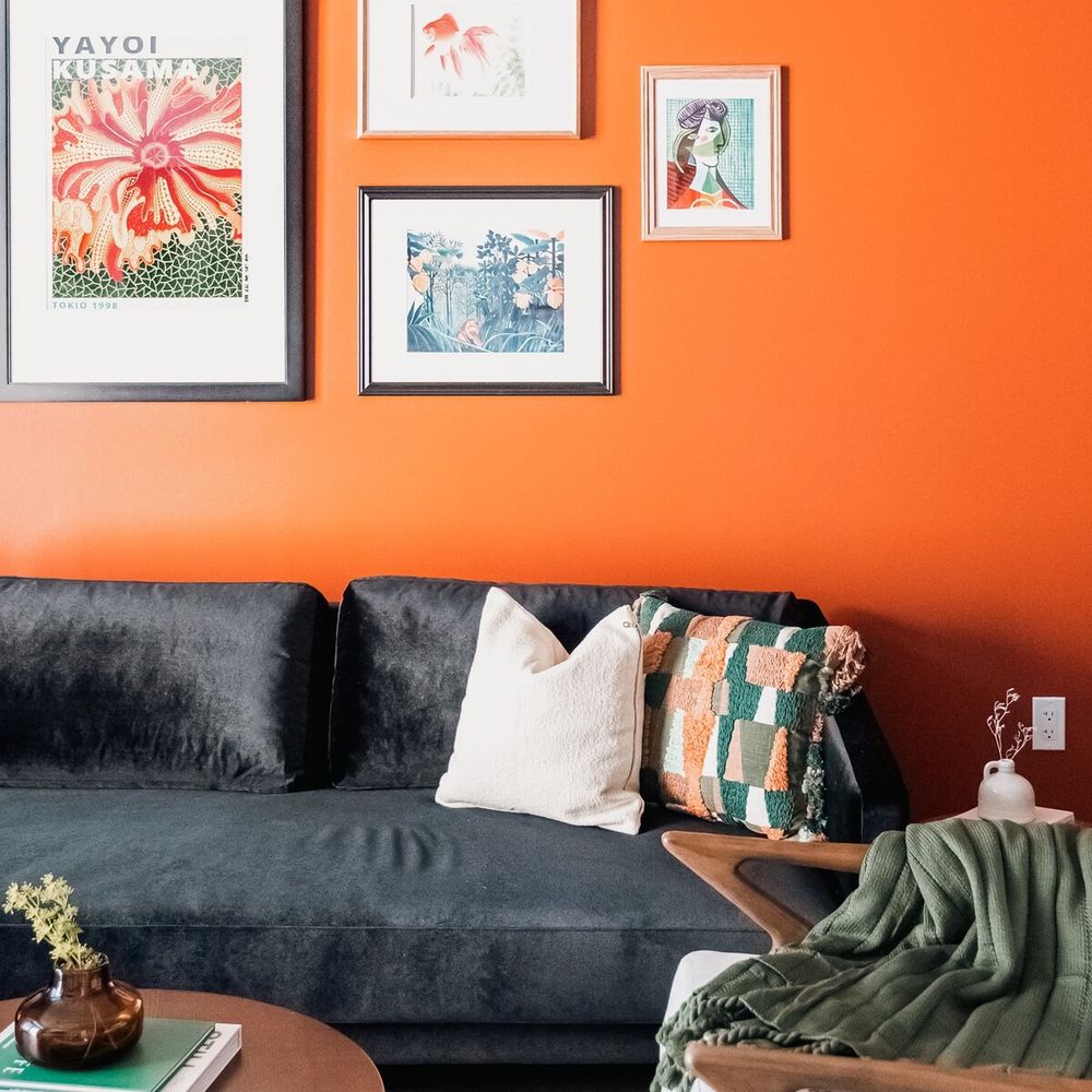 Living area with pops of color