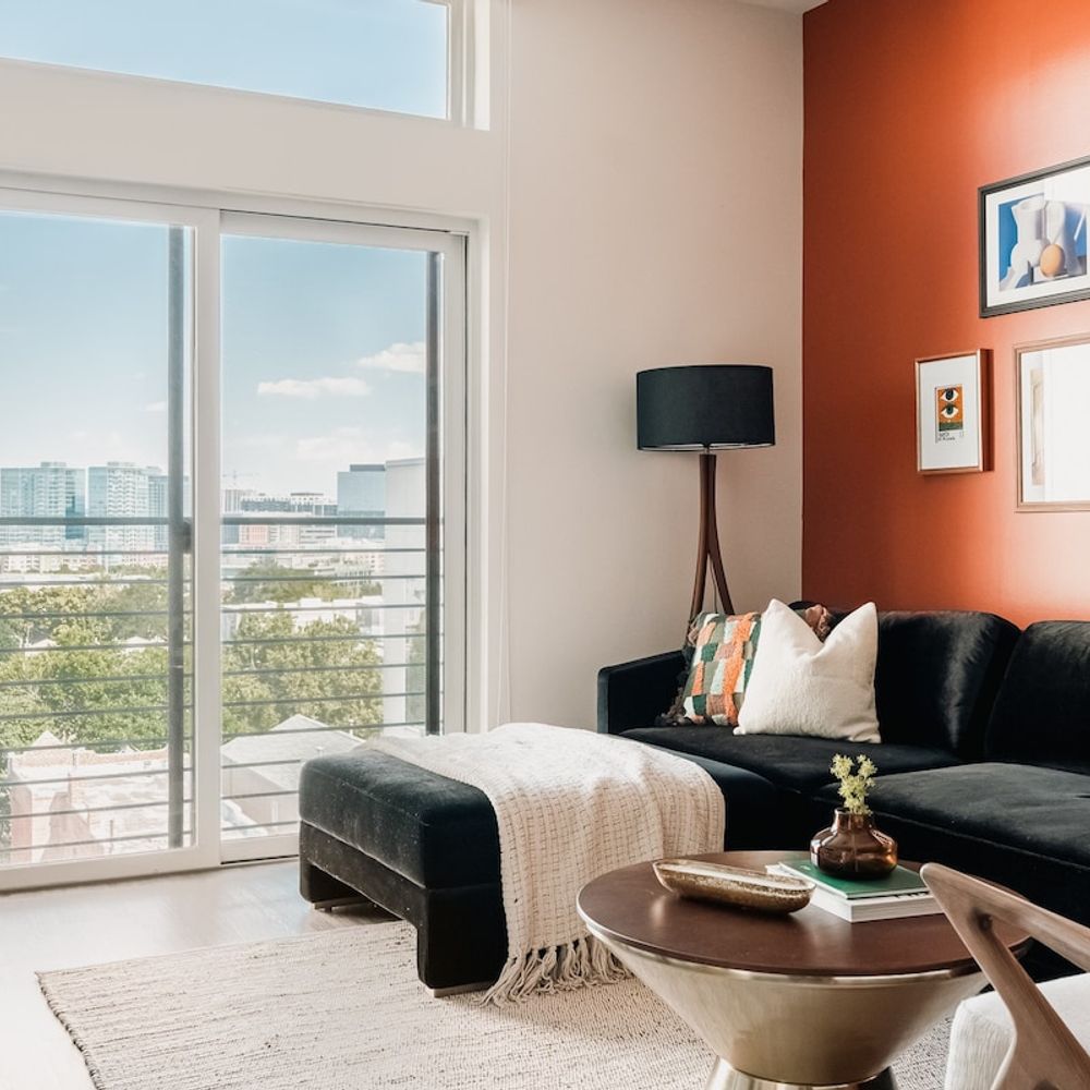 Living area with city views