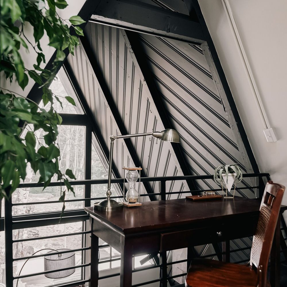 Desk in loft area