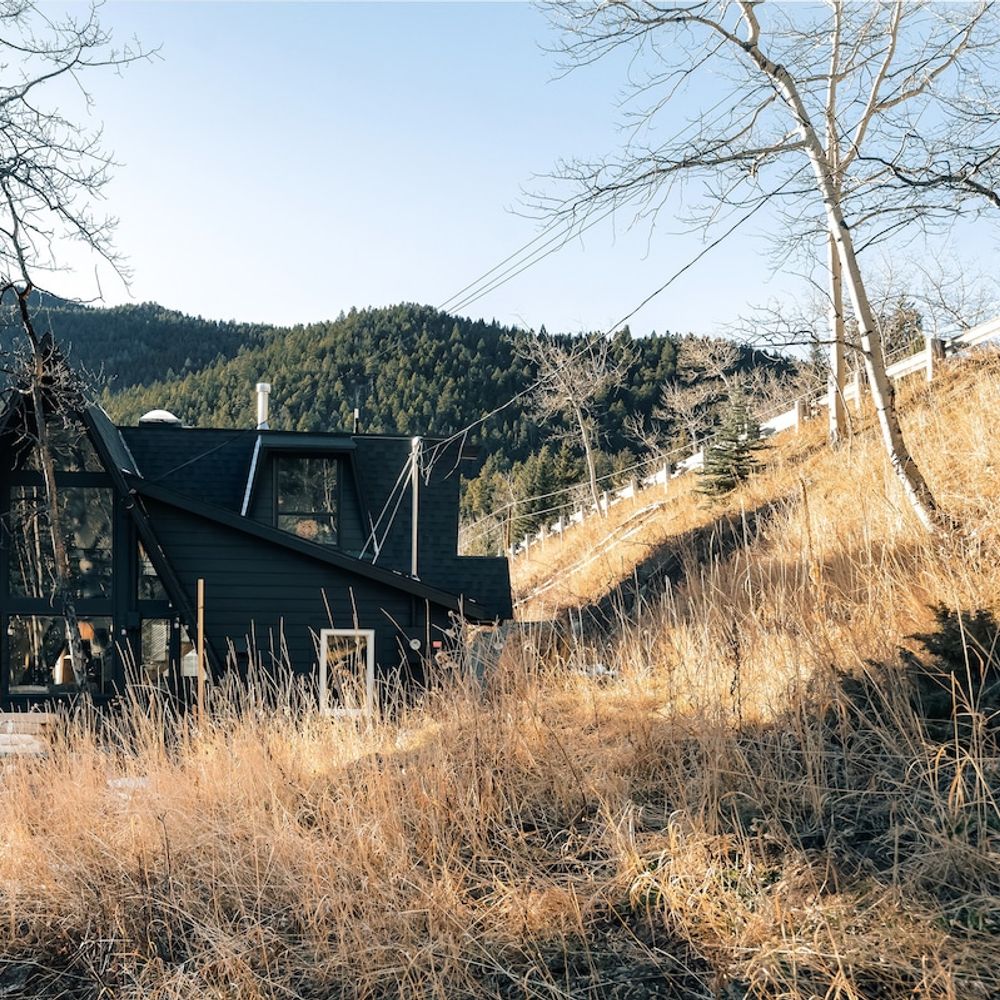 The cabin is situated on a one acre lot