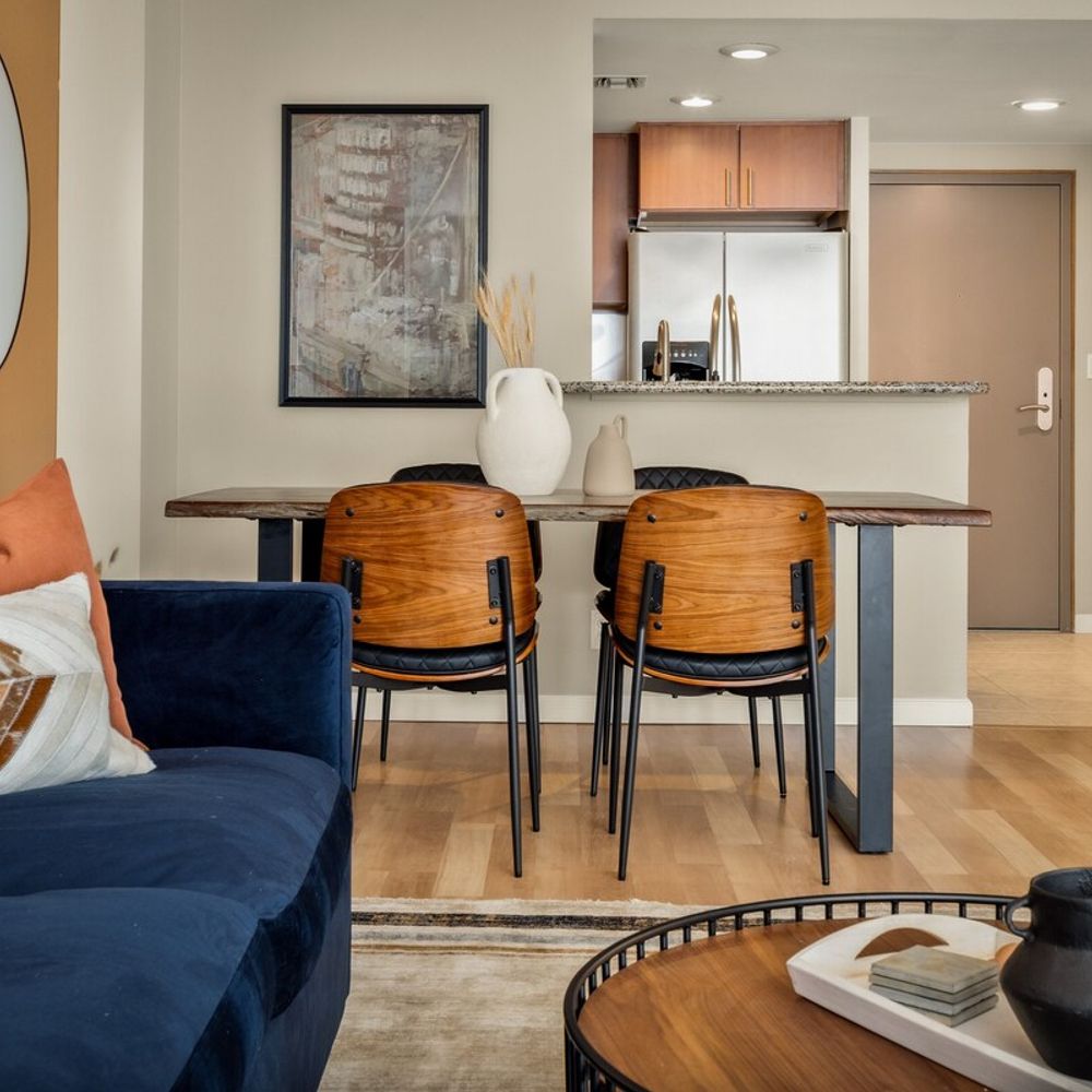 Living + dining areas