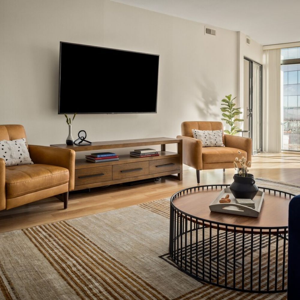 Additional living area seating and TV