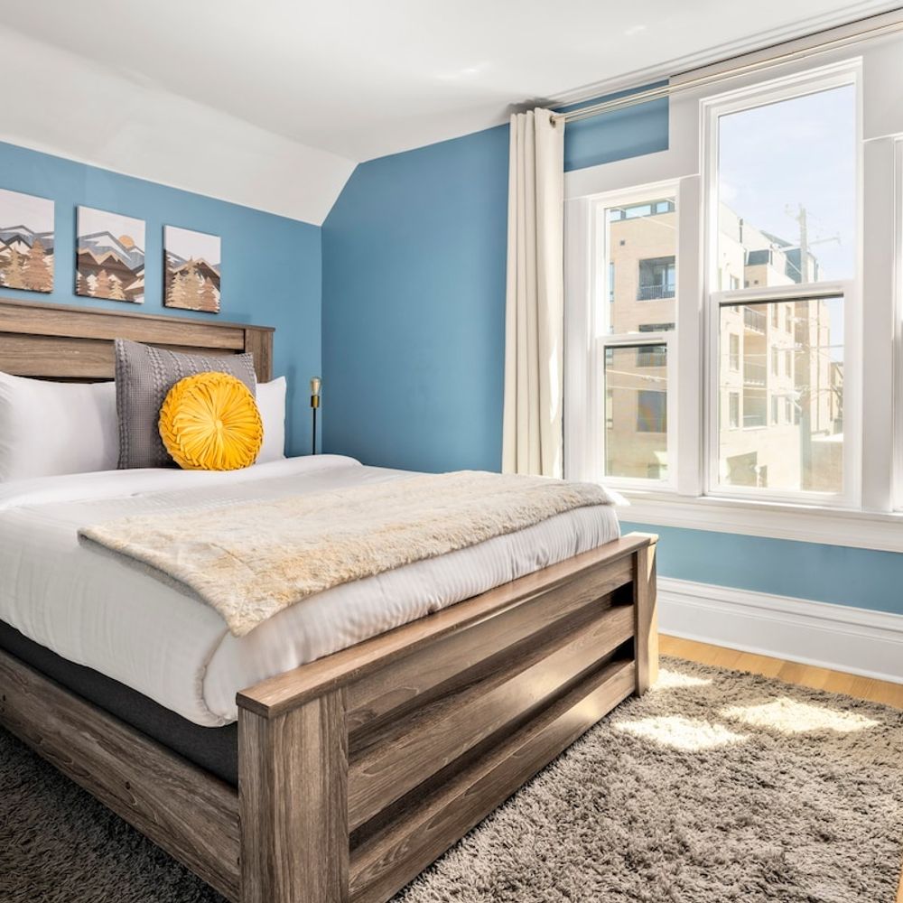 Primary bedroom with queen bed