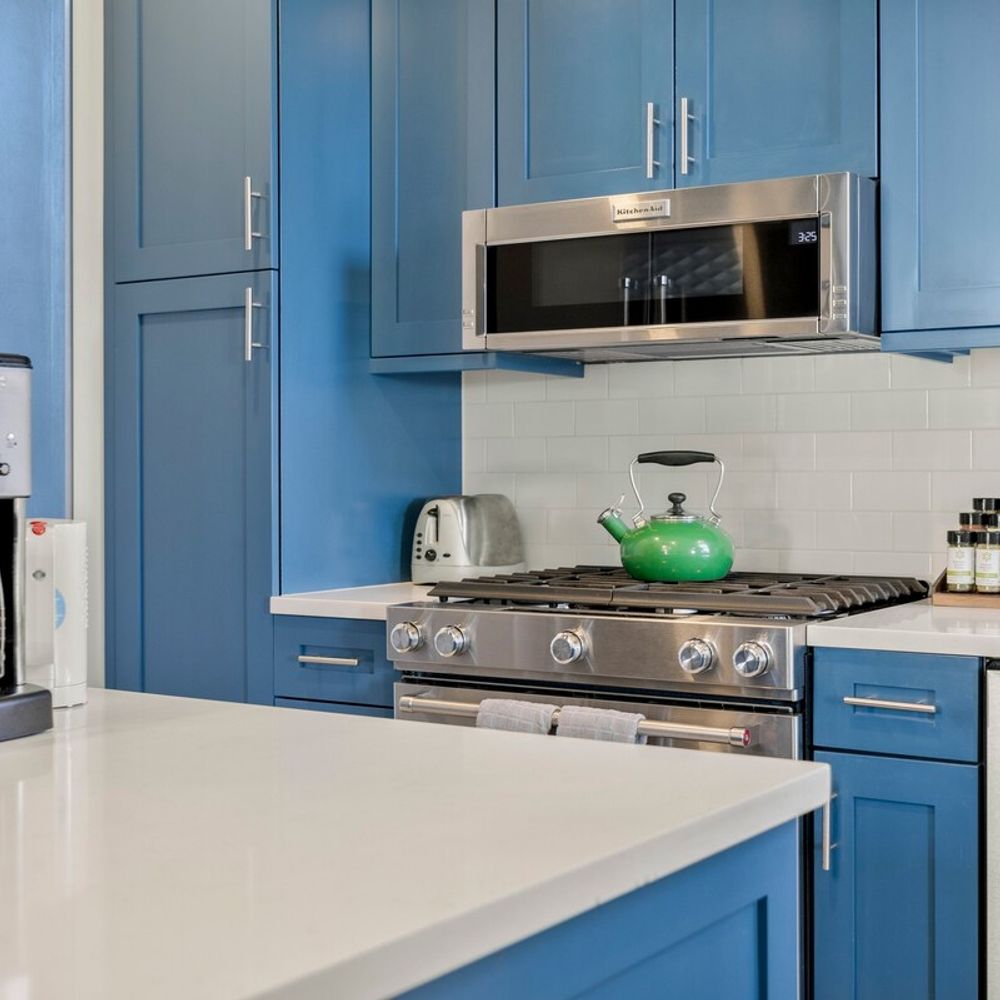 Kitchen with stainless steel appliances
