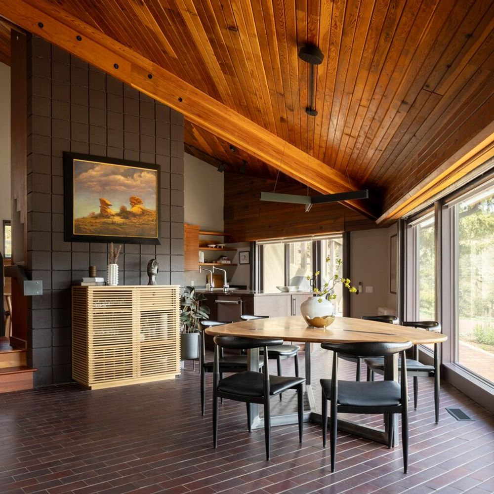 The dining area connects to both the kitchen and living area