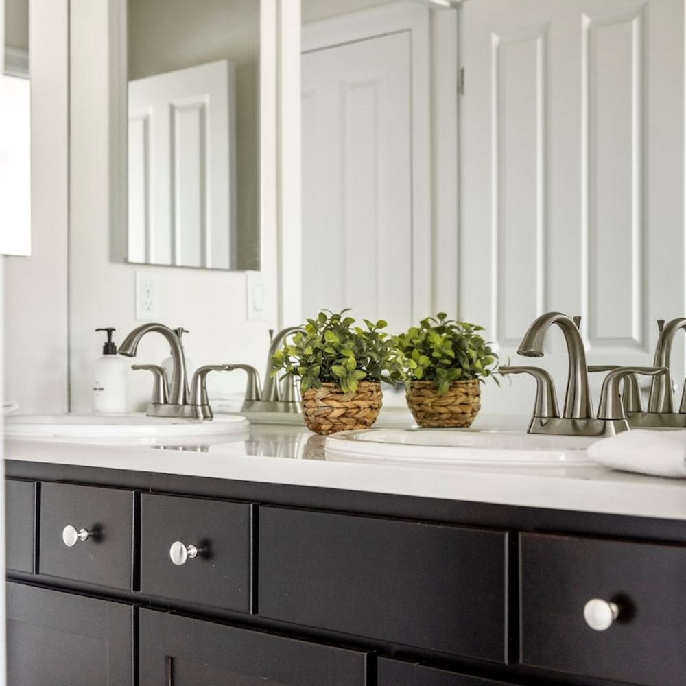 Dual vanity in bathroom 2