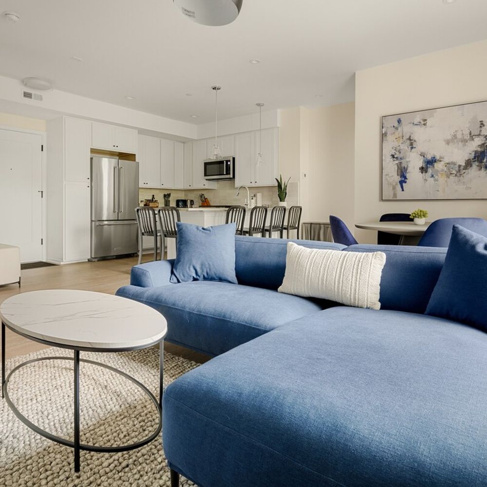 Living area and kitchen