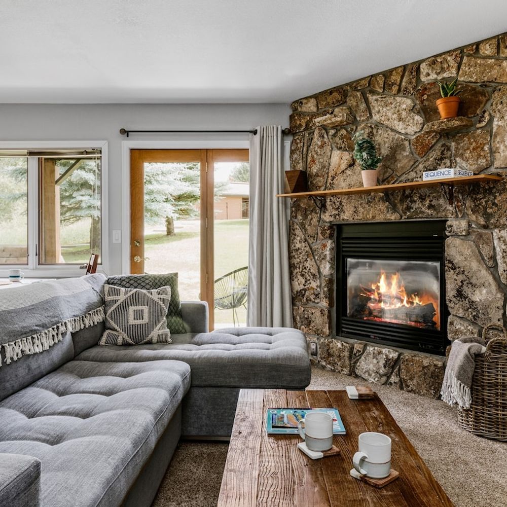 Living room with gas fireplace