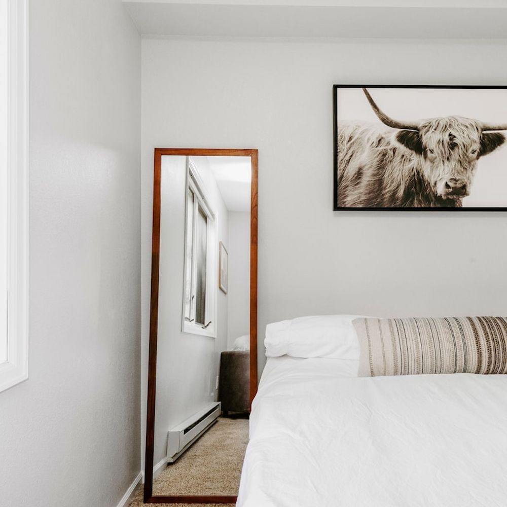 The king bed has a memory foam mattress