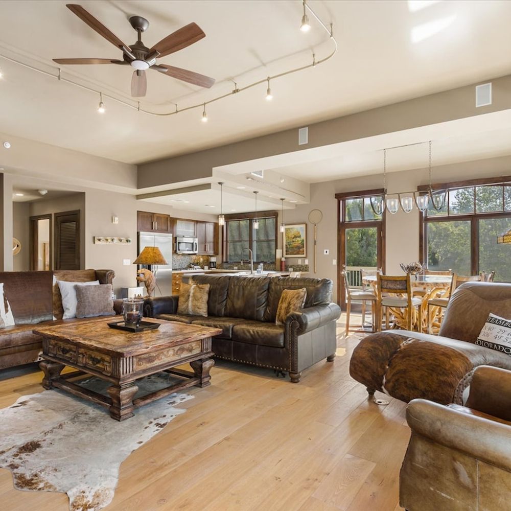Living and dining areas