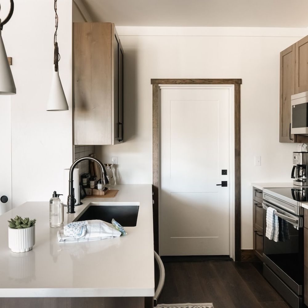 Kitchen with attached garage access