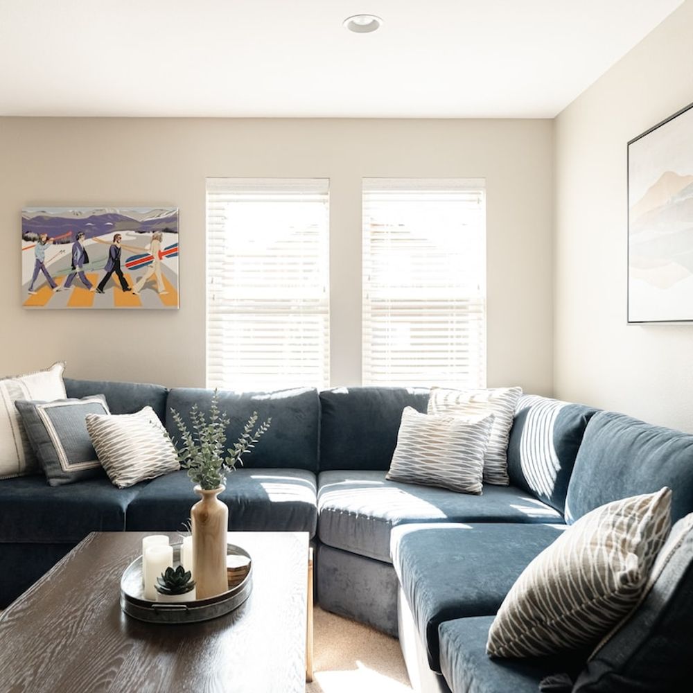 Sectional sofa with a full-size pullout sleeper sofa in the living area