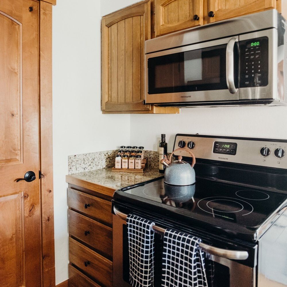 Kitchen with stainless steel appliances