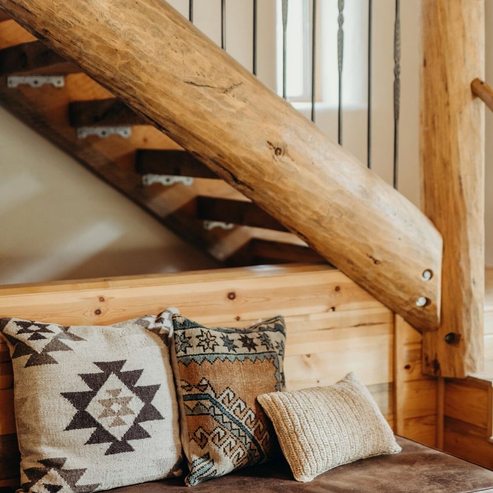 Eco-friendly decor can be found throughout the house - like reclaimed beetle kill pine
