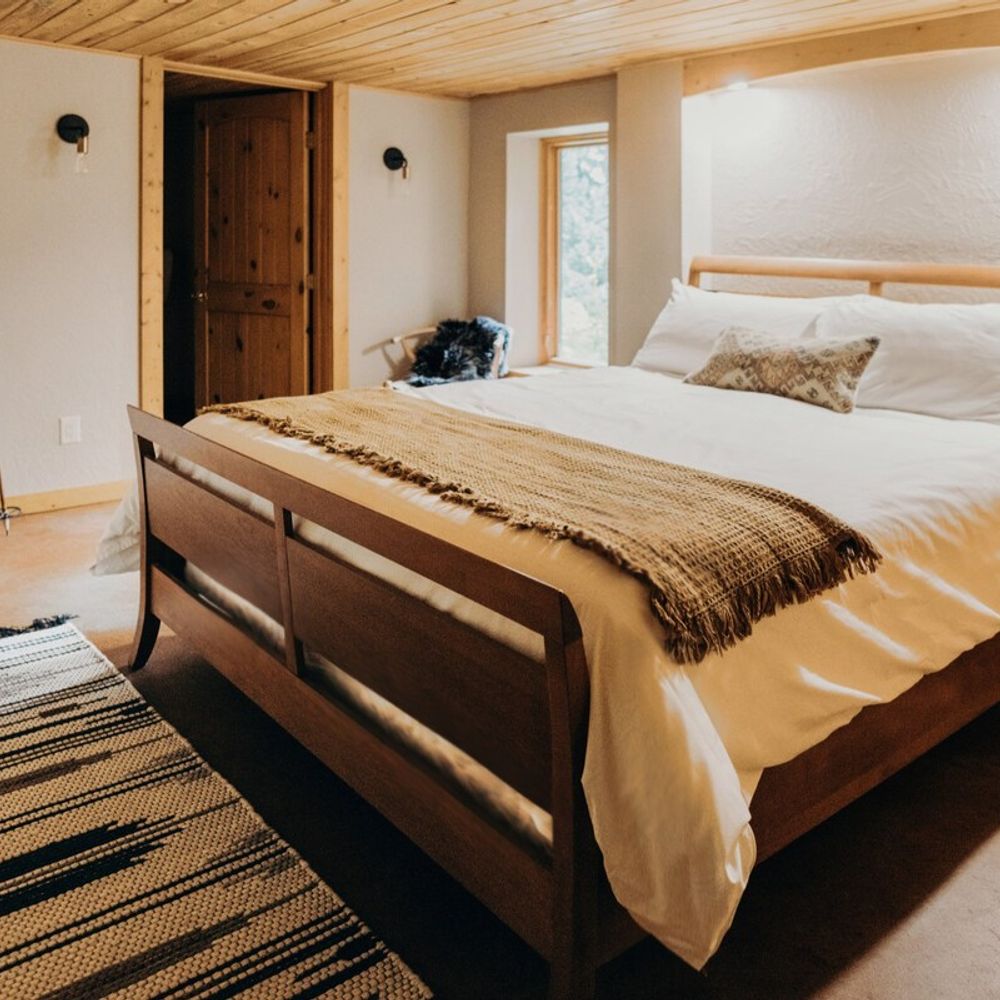 The basement bedroom still reaps the benefits of natural lighting