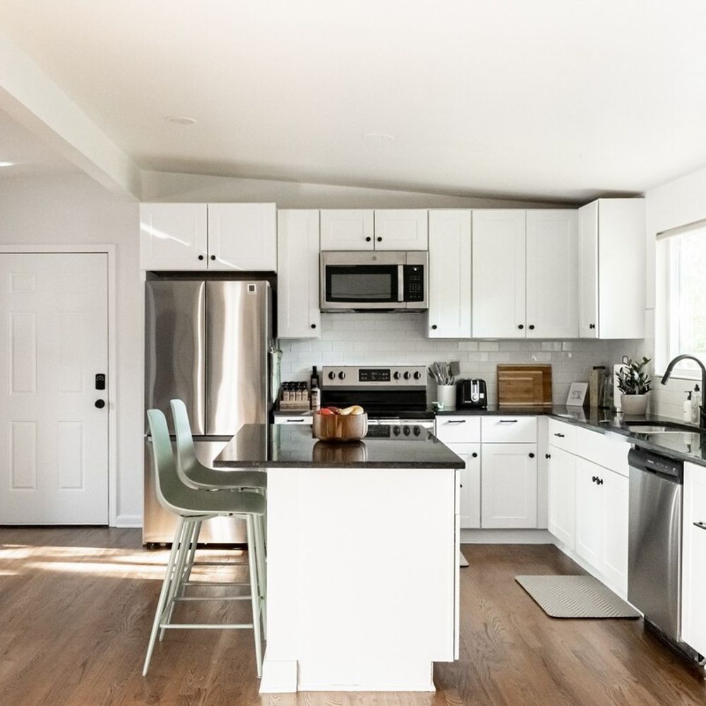 Kitchen with island counter