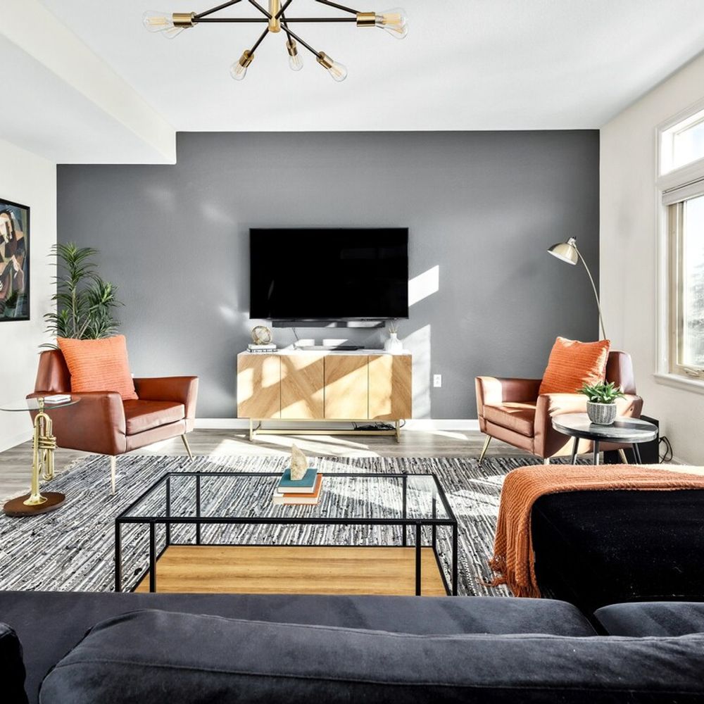 Living area has a Smart TV