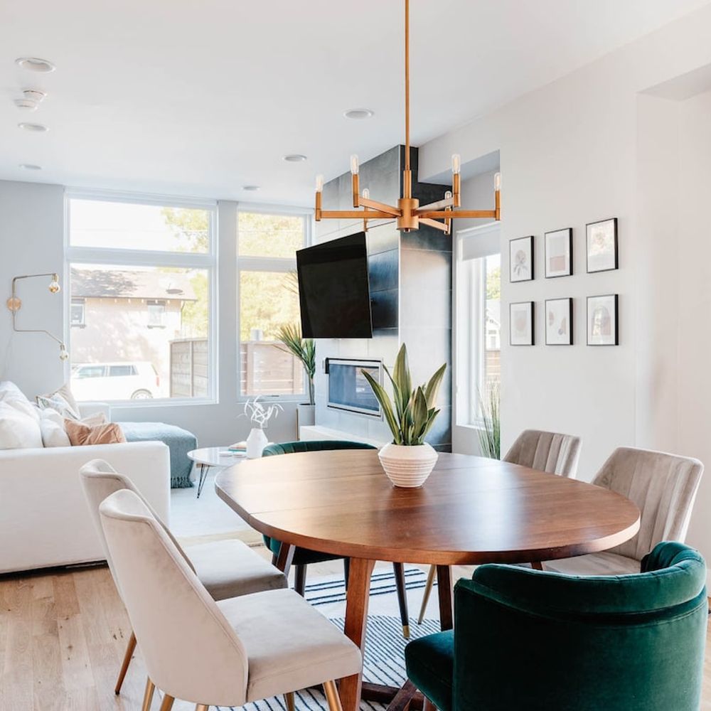 Open space floor plan with living area and dining area