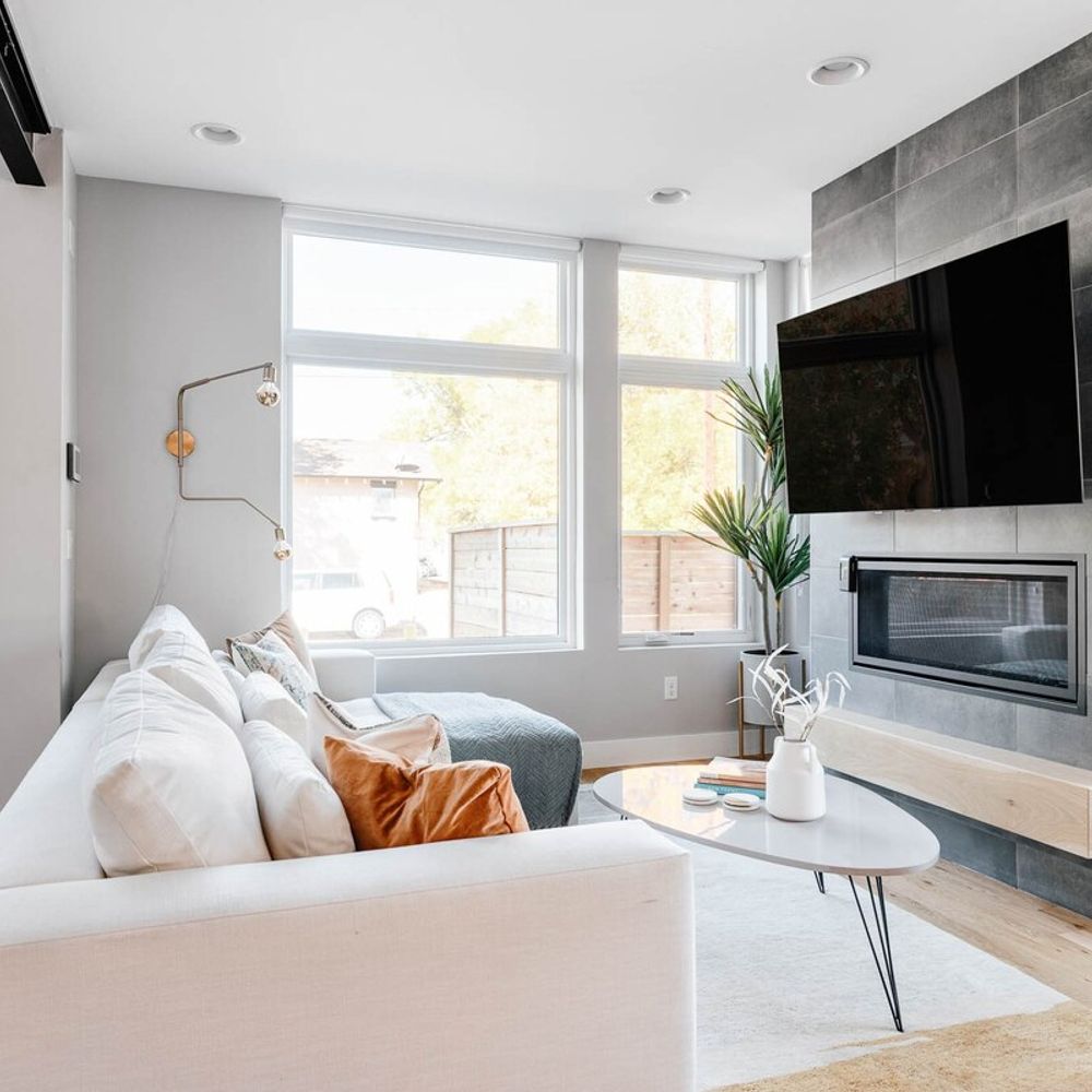 Living area with pull-out sleeper sofa