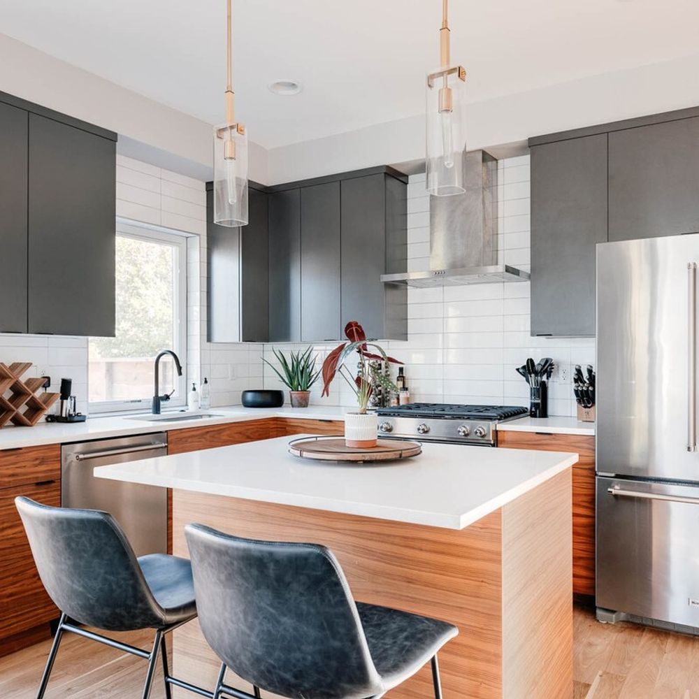 Kitchen with island and bar seating