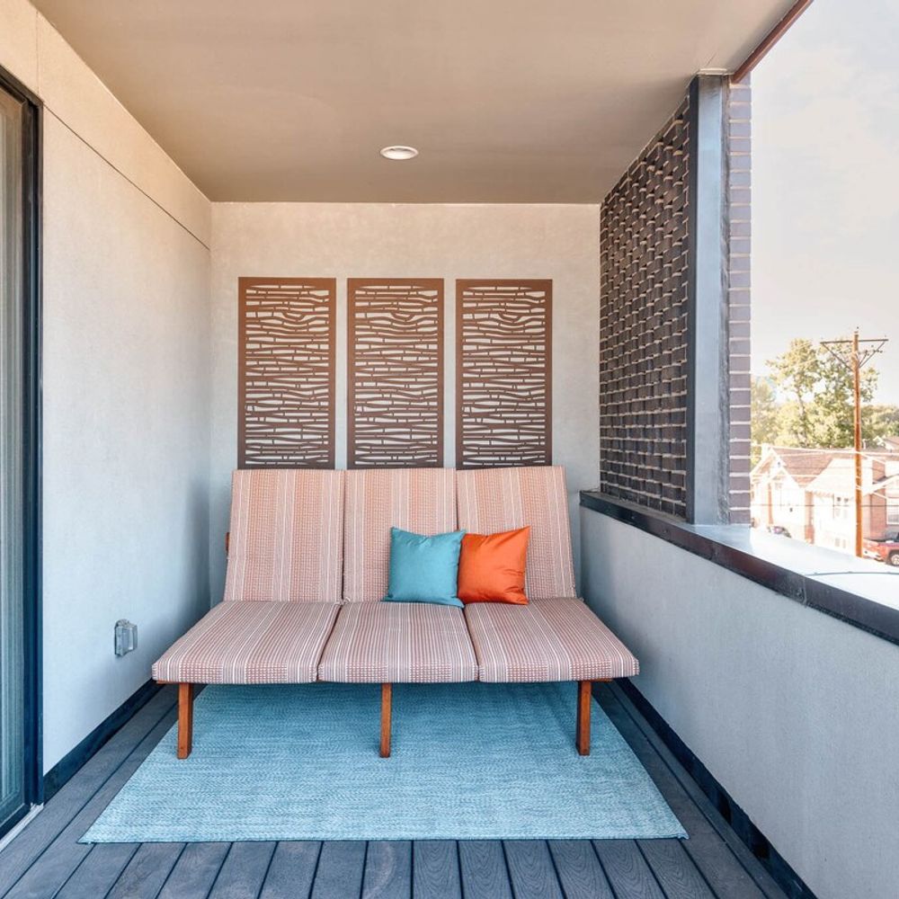 Primary bedroom balcony with lounge