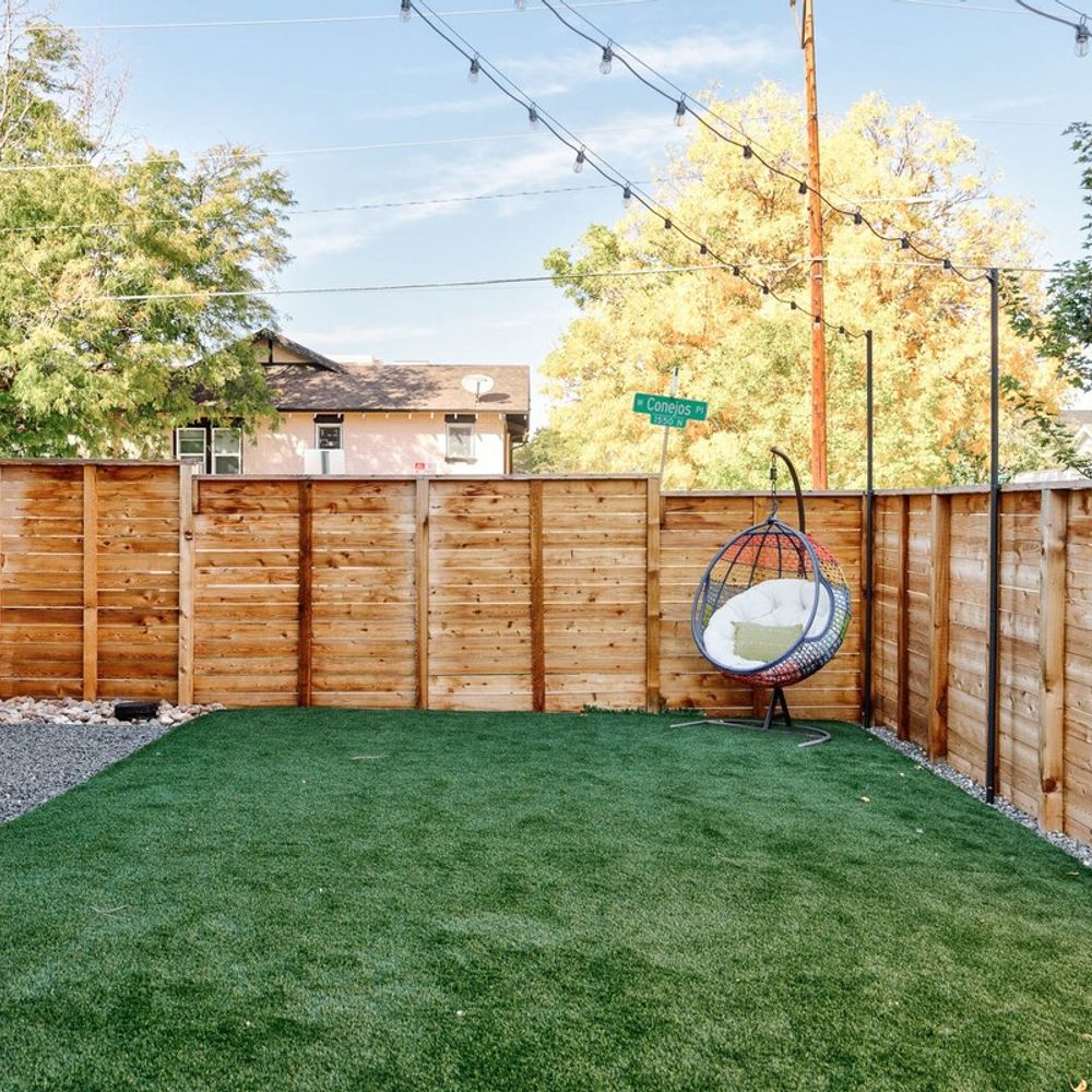 Side yard with turf landscaping