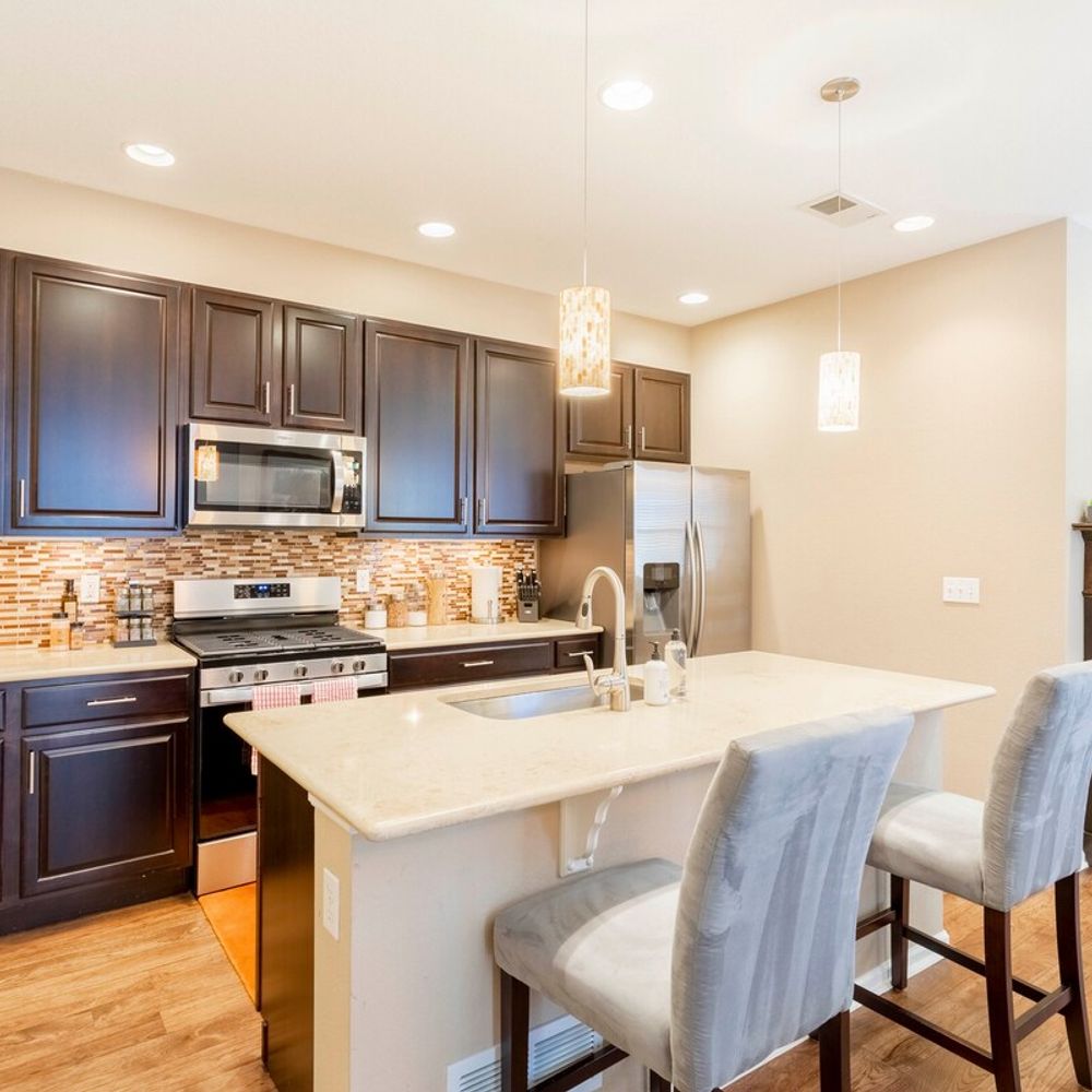 Kitchen with bar-style seating