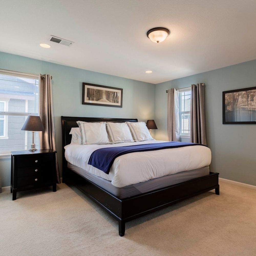 Primary bedroom with king bed