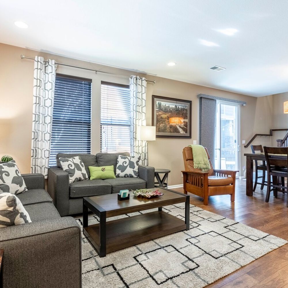 Living and dining areas