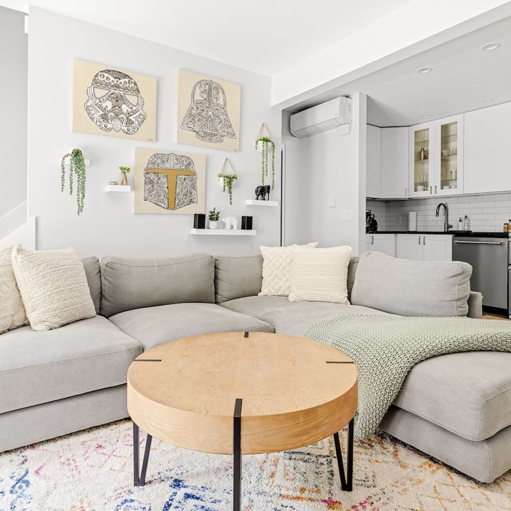 Living area and kitchen