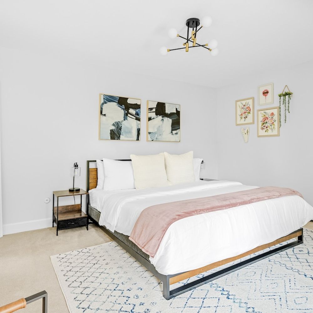 Second floor primary suite with king bed