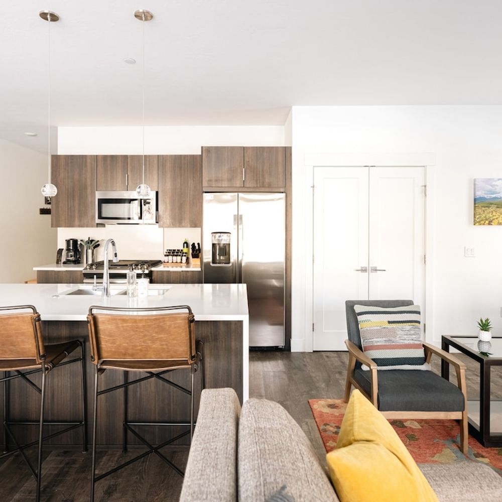 Kitchen and living area seating
