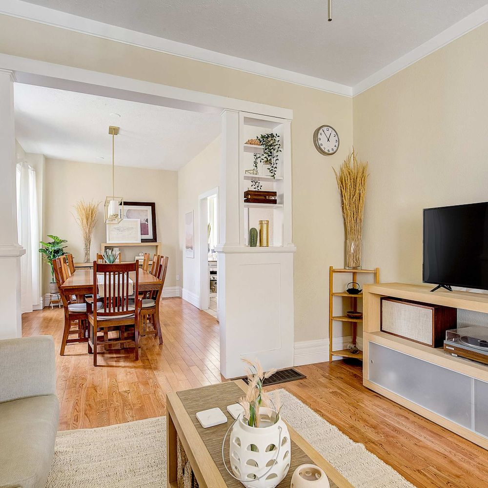 Looking from living room into dining area