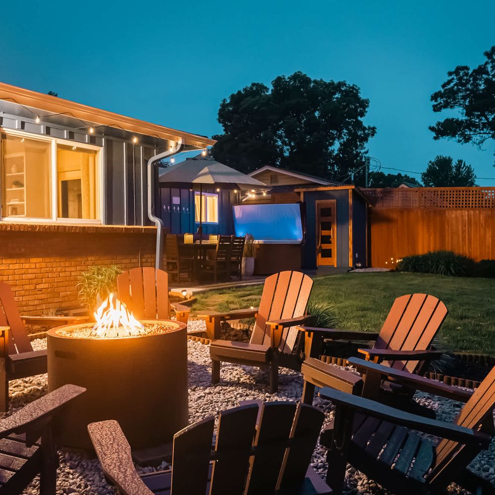 Backyard oasis with fire pit