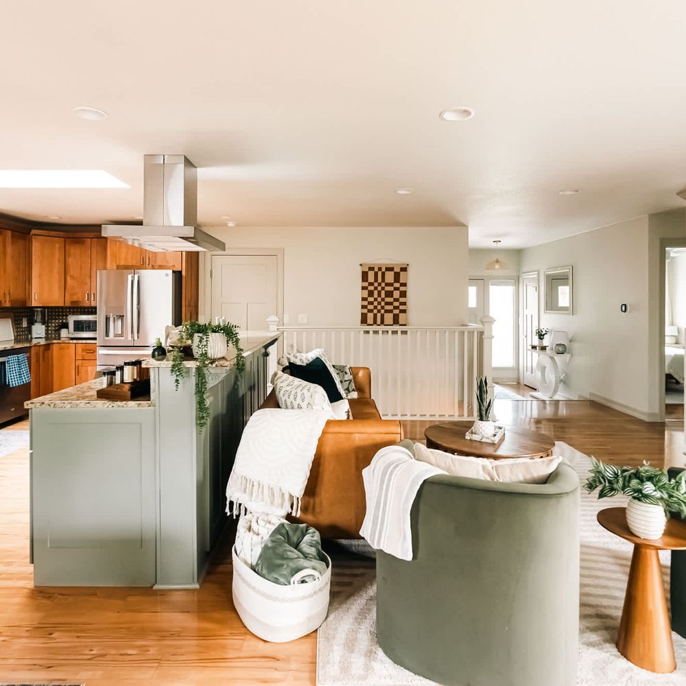 Living area and kitchen