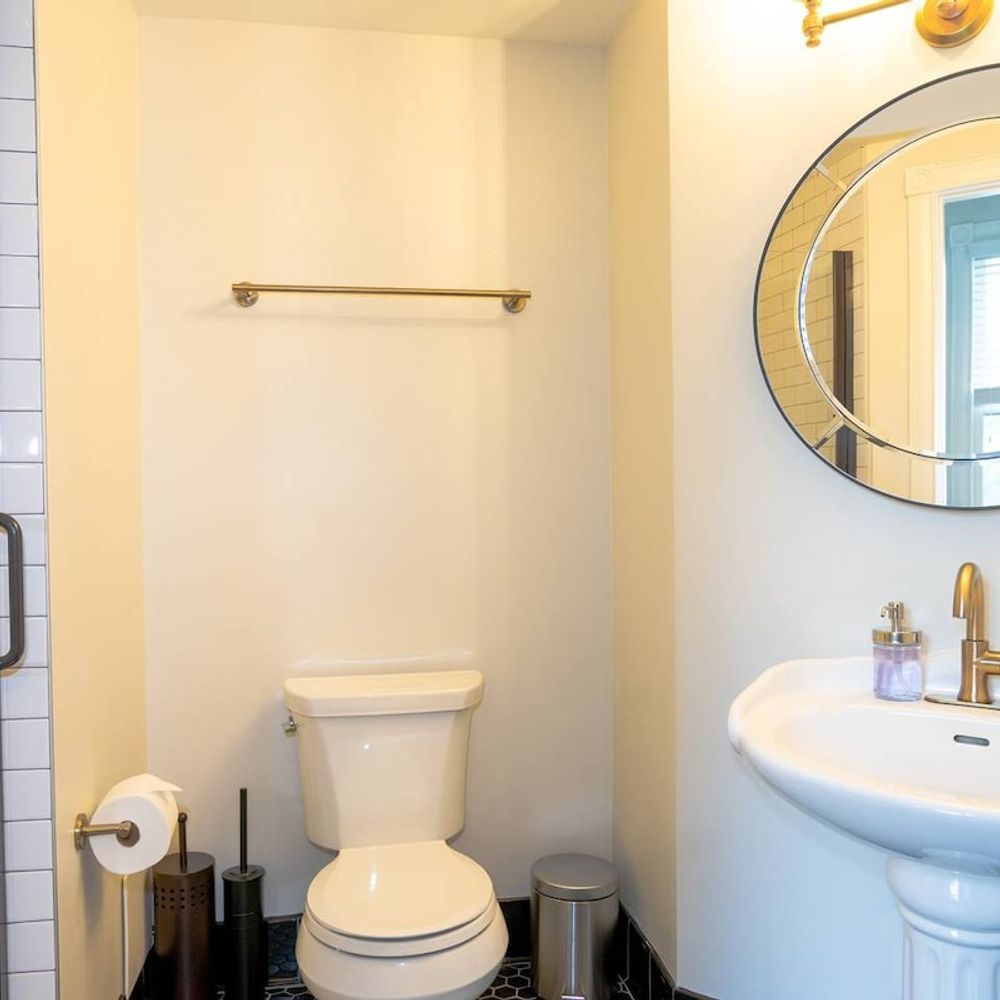 The room has its own full bathroom