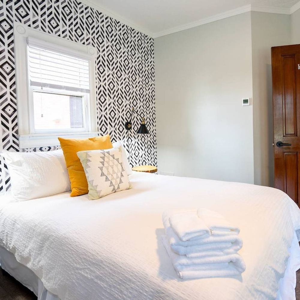 Next to the bed, guests will find the private bathroom.