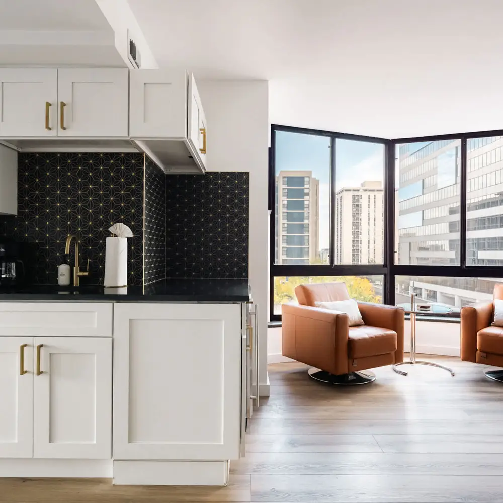 Wine fridge, extra sink, and coffee station