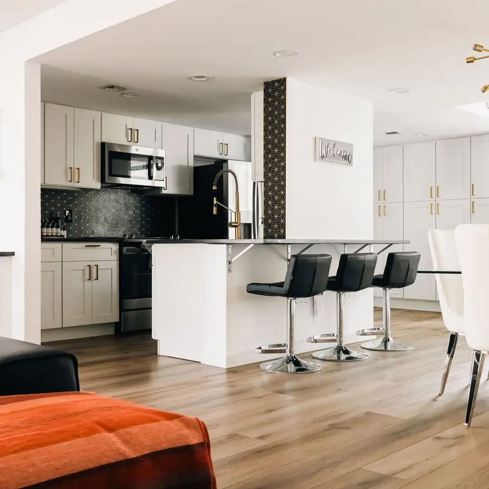 Bar seating with 3 stools