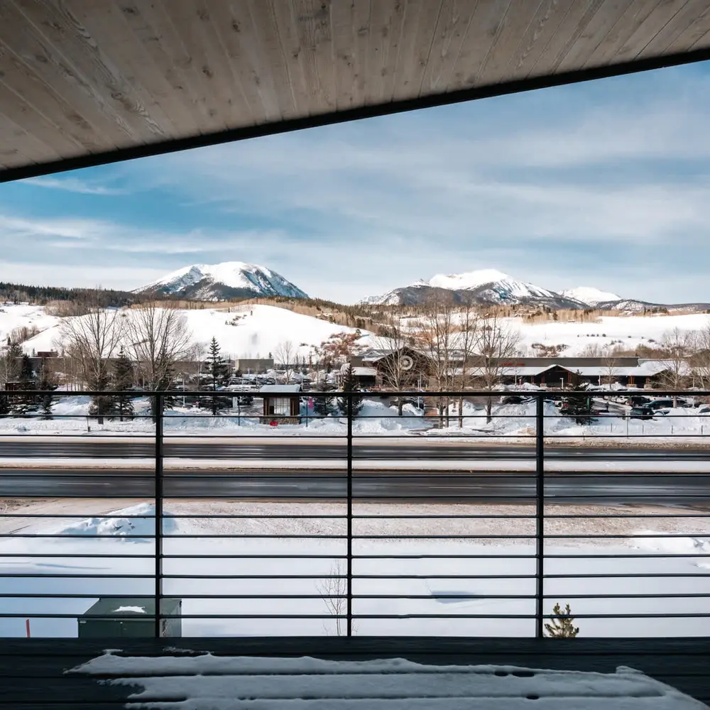 Primary balcony view of Buffalo Mountain and 'Big Red Mountain' + Super Target across the highway
