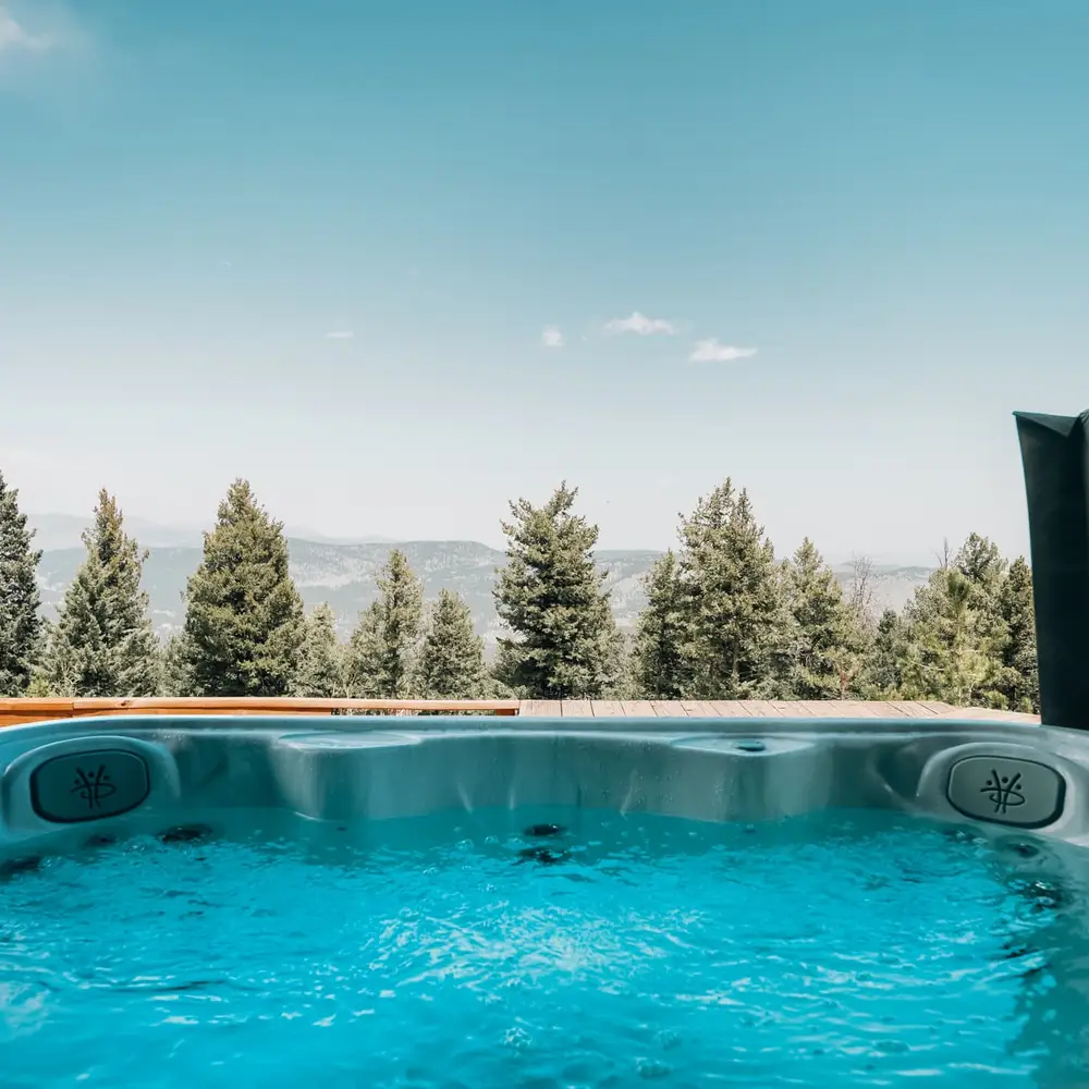 Hot tub with a view on the lower-level deck