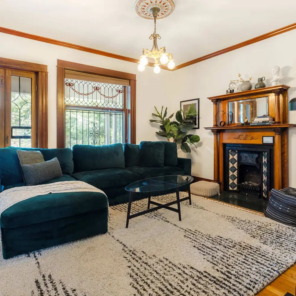 Main level living area (The fireplace is decorative only and not a working fireplace)
